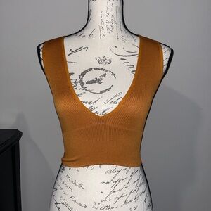 Orange Ribbed Crop Top